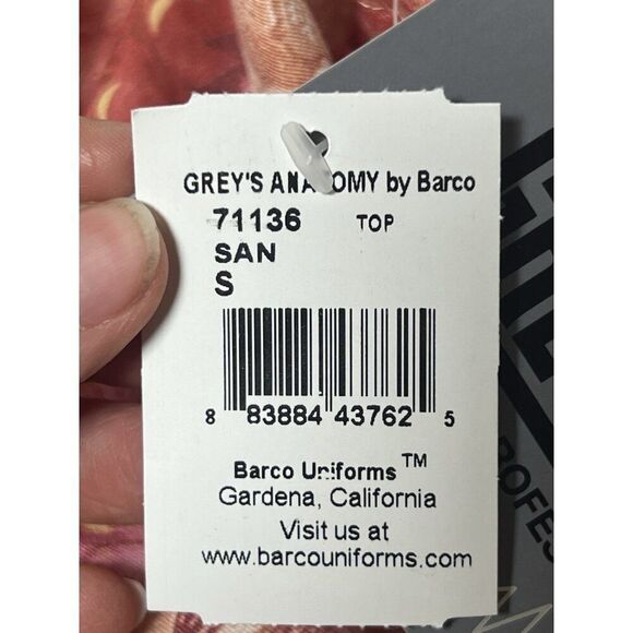 Lot 2 Grey's Anatomy Barco Printed V-Neck Scrub Top Size S Deep Forest Gardena - Picture 9 of 9